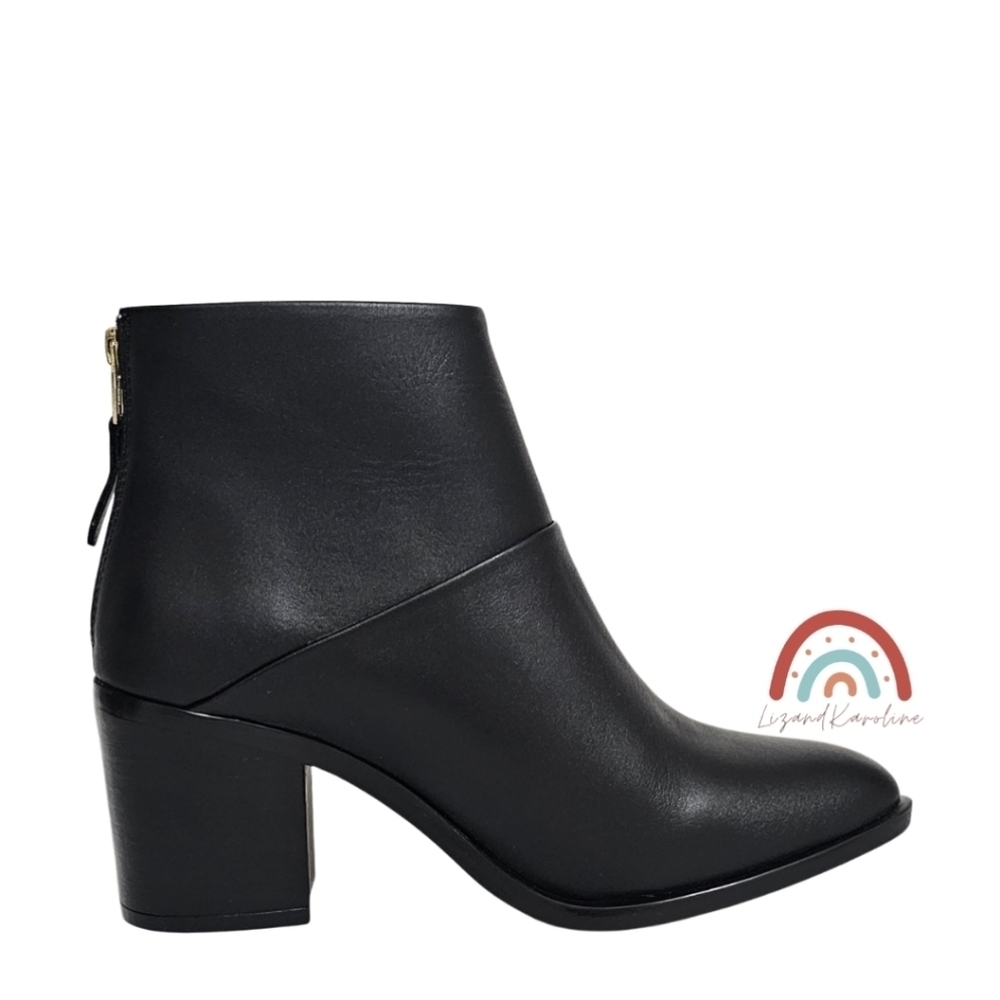New! Nisolo Dari Leather Block Heeled Boots Black With Gold Zipper — image 6 of 8